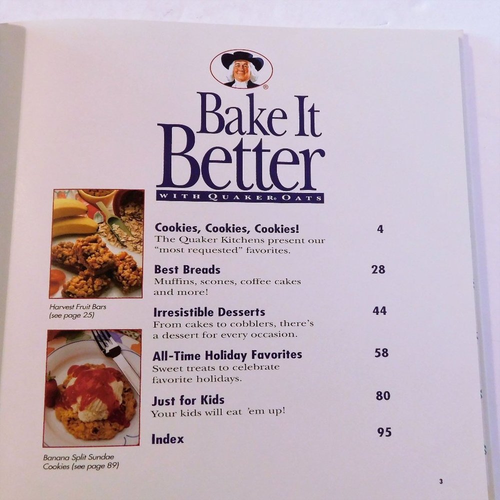 Bake It Better with Quaker Oats Cookbook 1995 Over 50 Recipes Hardcover - Picture 4 of 7